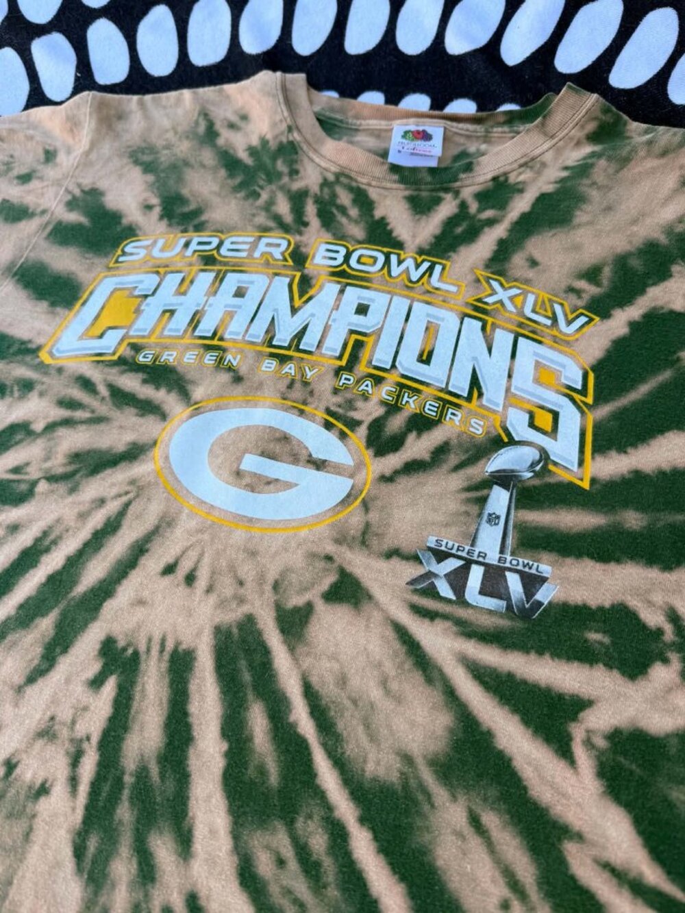 Custom Reverse Dyed Green Bay Packers Superbowl XLV T-Shirt